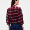 Top met geruite print en strik in de taille