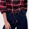 Top met geruite print en strik in de taille