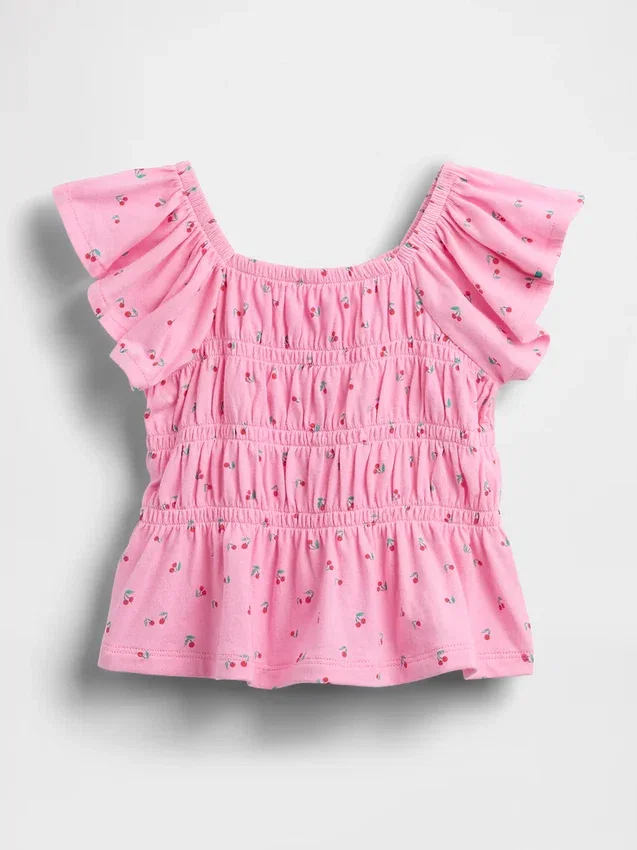 Top met gesmokte flutter-mouwen voor Baby & Peuter
