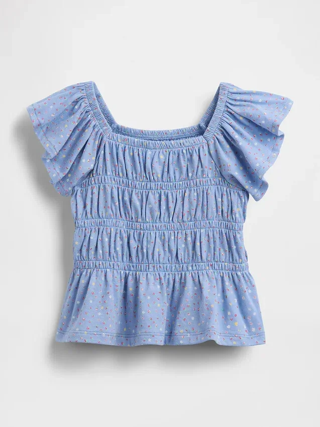 Top met gesmokte flutter-mouwen voor Baby & Peuter