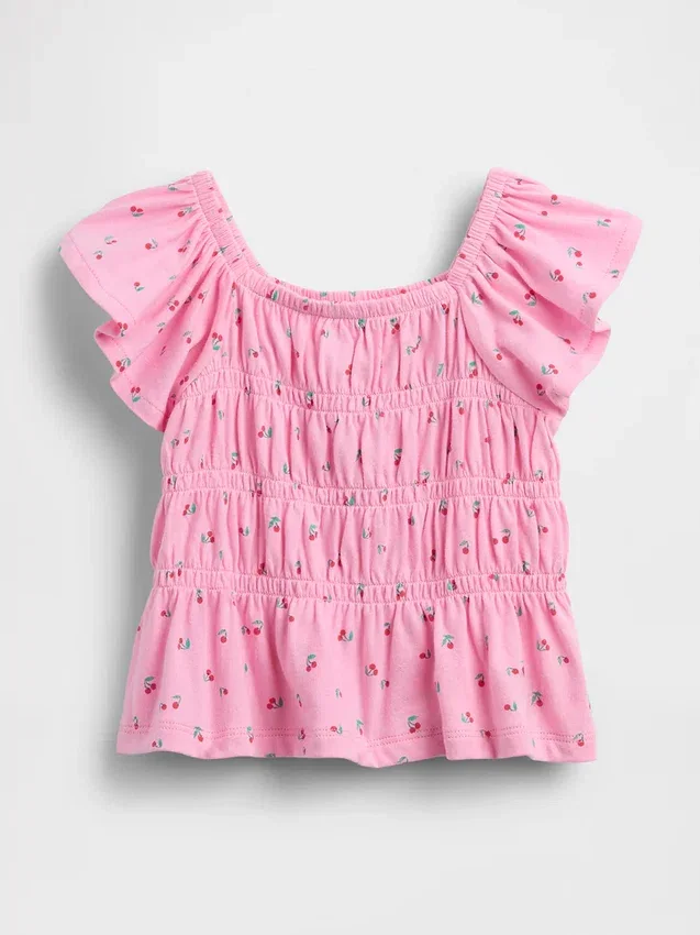 Top met gesmokte flutter-mouwen voor Baby & Peuter