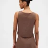 Top met knoopsluiting van linnenmix