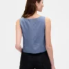 Top met knoopsluiting van linnenmix