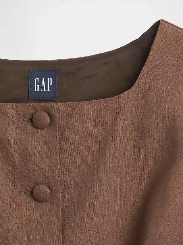 Top met knoopsluiting van linnenmix