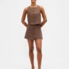 Top met knoopsluiting van linnenmix