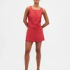 Top met knoopsluiting van linnenmix