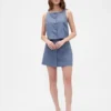 Top met knoopsluiting van linnenmix