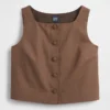 Top met knoopsluiting van linnenmix