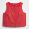 Top met knoopsluiting van linnenmix