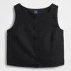 Top met knoopsluiting van linnenmix