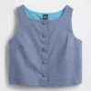 Top met knoopsluiting van linnenmix