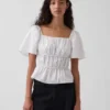 Top met peplum en vierkante hals