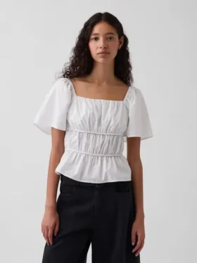 Top met peplum en vierkante hals