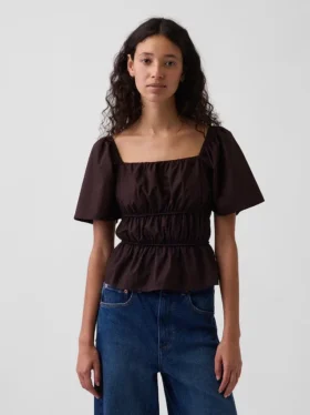 Top met peplum en vierkante hals