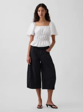 Top met peplum en vierkante hals