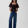 Top met peplum en vierkante hals