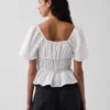 Top met peplum en vierkante hals