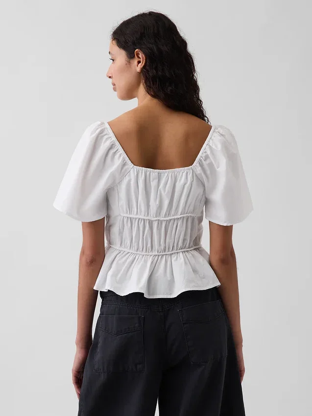 Top met peplum en vierkante hals