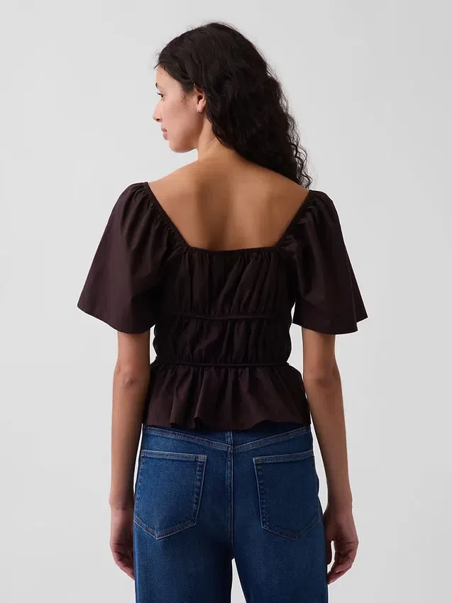 Top met peplum en vierkante hals