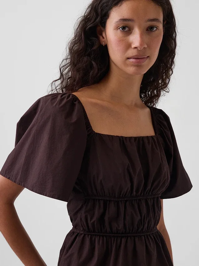 Top met peplum en vierkante hals