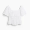 Top met peplum en vierkante hals