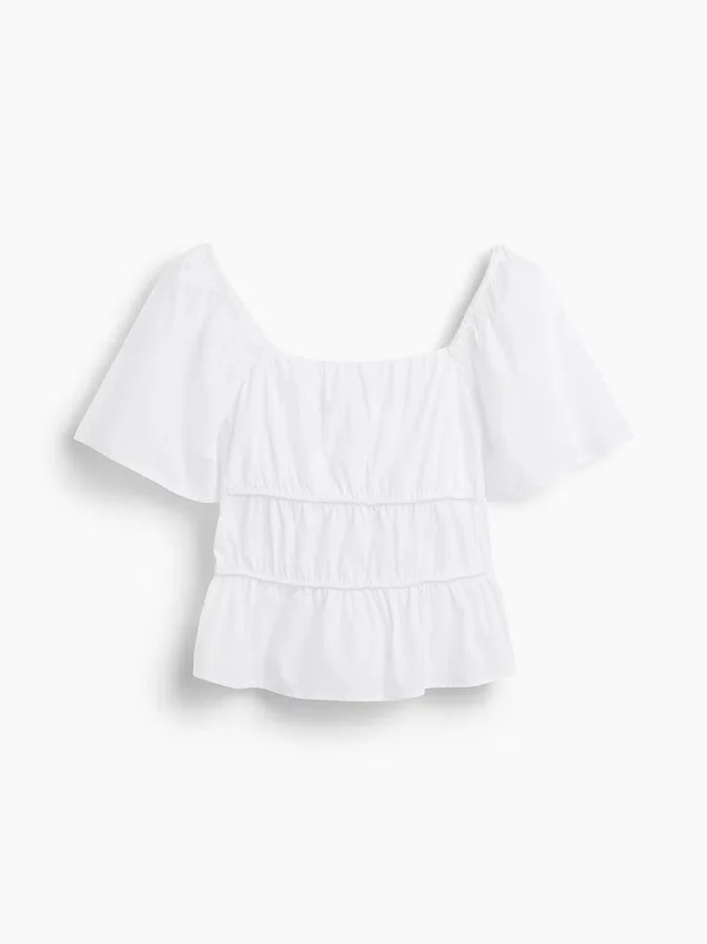 Top met peplum en vierkante hals