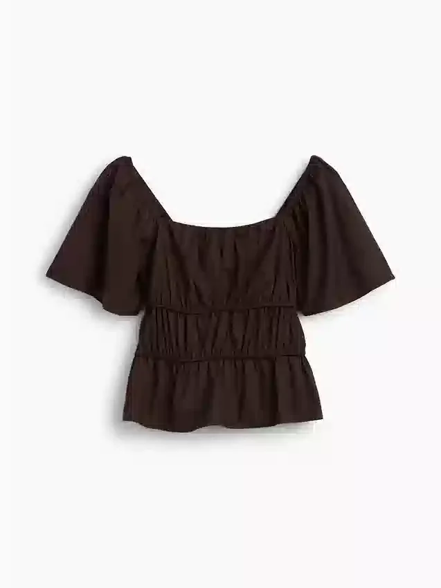 Top met peplum en vierkante hals