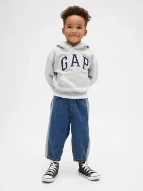 Tweekleurige barrel-Jeans met elastische tailleband voor Baby & Peuter