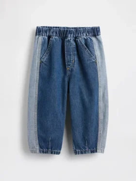Tweekleurige barrel-Jeans met elastische tailleband voor Baby & Peuter