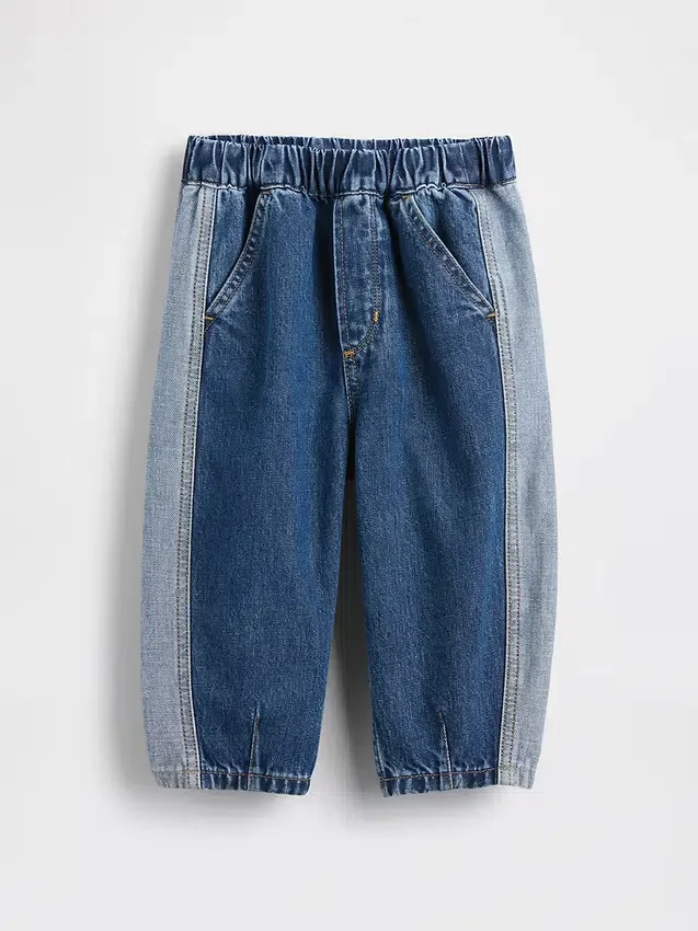 Tweekleurige barrel-Jeans met elastische tailleband voor Baby & Peuter