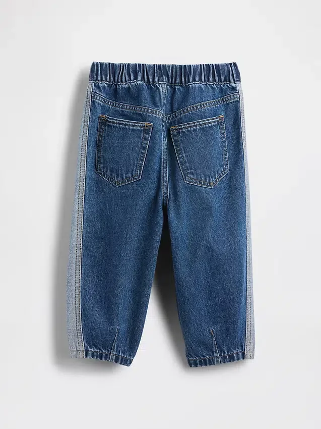 Tweekleurige barrel-Jeans met elastische tailleband voor Baby & Peuter