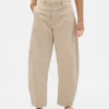 Twill-broek met middelhoge taille en wijde pijpen