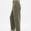 Twill-broek met middelhoge taille en wijde pijpen
