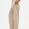Twill-broek met middelhoge taille en wijde pijpen