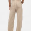 Twill-broek met middelhoge taille en wijde pijpen