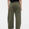 Twill-broek met middelhoge taille en wijde pijpen