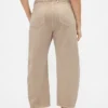 Twill-broek met middelhoge taille en wijde pijpen