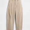 Twill-broek met middelhoge taille en wijde pijpen