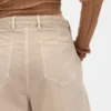 Twill-broek met middelhoge taille en wijde pijpen