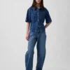 Ultrazacht denim overhemd met zakken