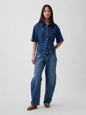 Ultrazacht denim overhemd met zakken