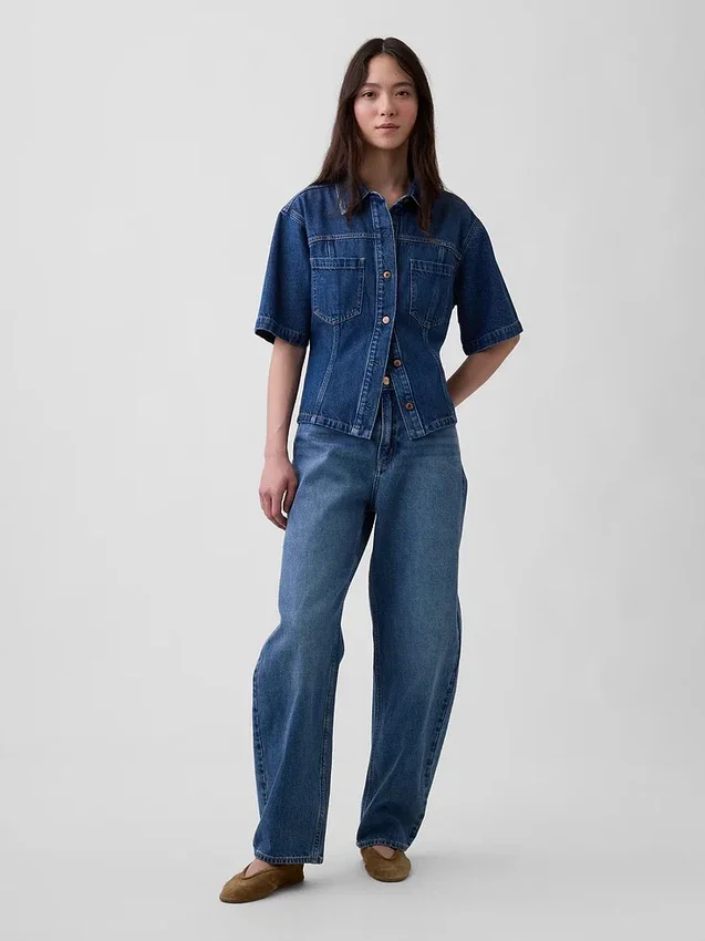 Ultrazacht denim overhemd met zakken