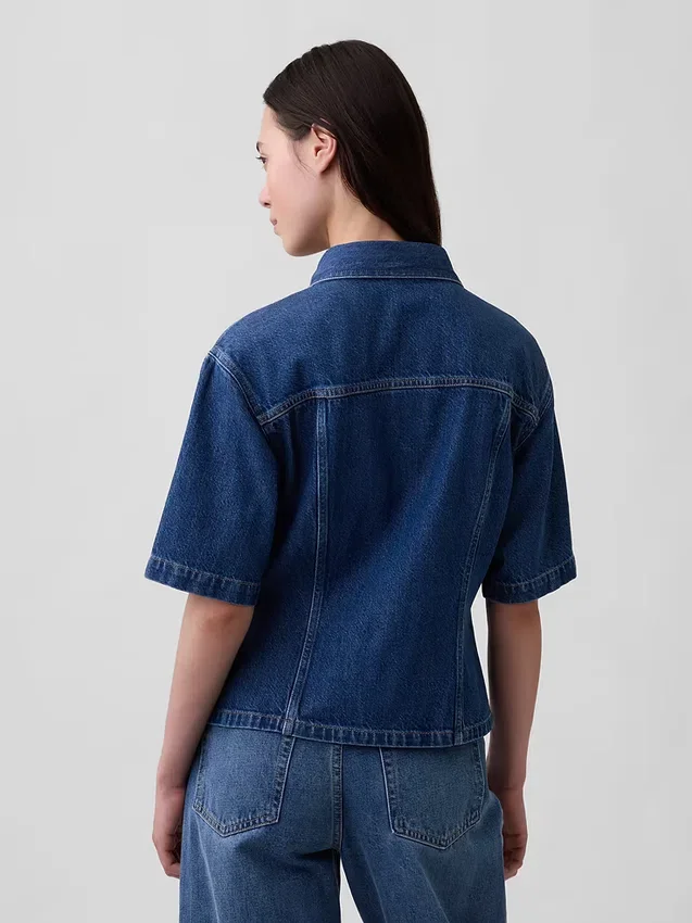 Ultrazacht denim overhemd met zakken