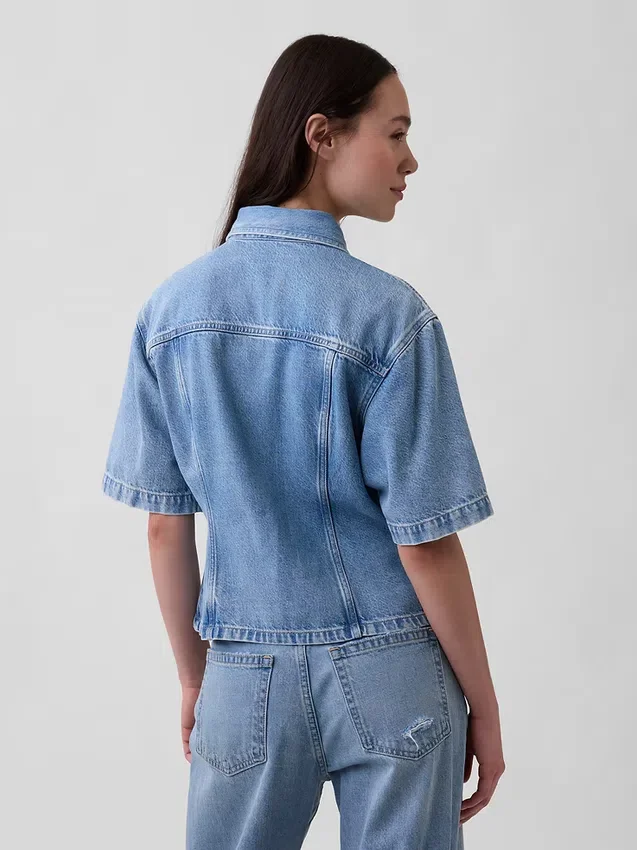 Ultrazacht denim overhemd met zakken