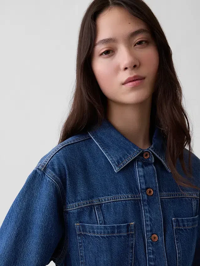 Ultrazacht denim overhemd met zakken
