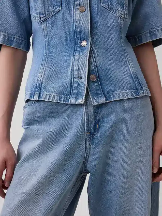 Ultrazacht denim overhemd met zakken
