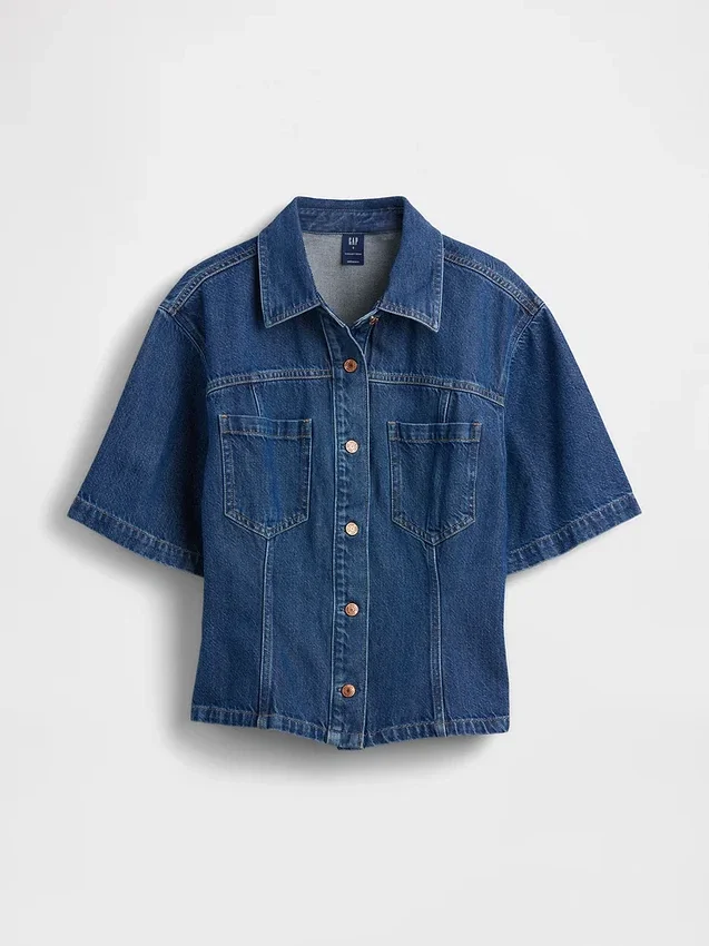 Ultrazacht denim overhemd met zakken
