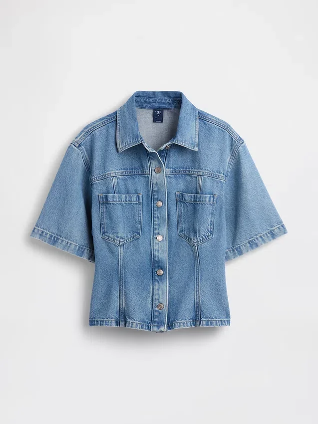 Ultrazacht denim overhemd met zakken