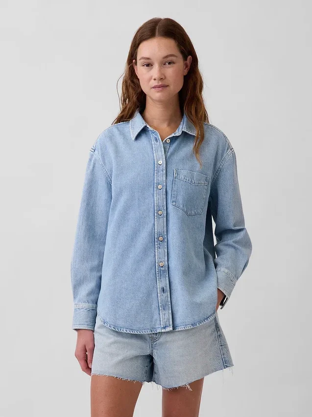 Ultrazacht denim oversized overhemd