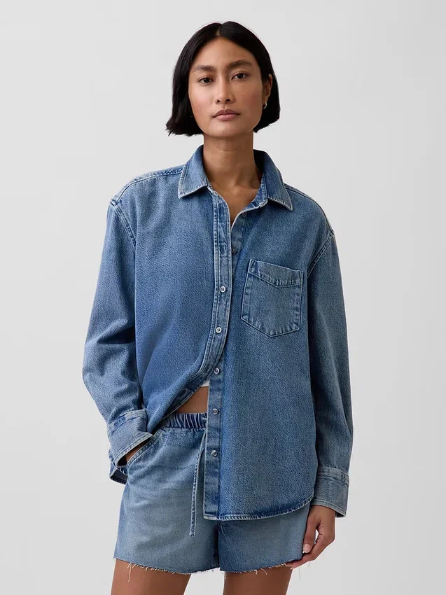 Ultrazacht denim oversized overhemd